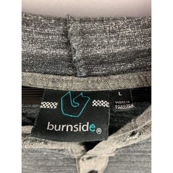 Men’s Burnside Gray Long Sleeve Hoodie with Buttons Size Large - Picture 6 of 7